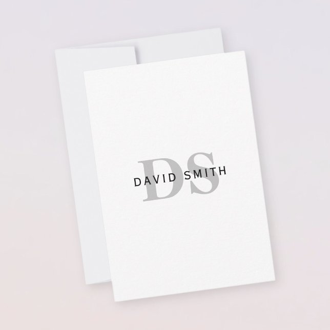 Modern Name & Monogram | Black White & Grey Thank You Card (Creator Uploaded)