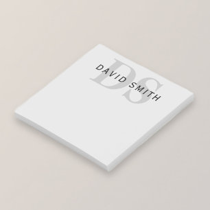 Modern Name & Monogram   Editable Grey & Black Post-it Notes