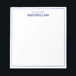 Modern Name Monogram Framed Personalised Blue Notepad<br><div class="desc">This modern notepad features a simple two line monogram and thin frame.  Use the template form to add your personalisation.</div>