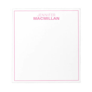 Modern Name Monogram Framed Personalised Pink Notepad