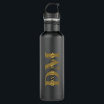 Modern Name & Monogram | Gold & Dark Grey 710 Ml Water Bottle<br><div class="desc">Stylish looking name layered over monogram,  customise as you like!</div>