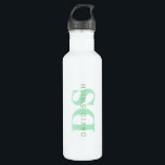 Modern Name & Monogram | Green & White 710 Ml Water Bottle<br><div class="desc">Custom name layered over monogram.</div>