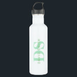Modern Name & Monogram | Green & White 710 Ml Water Bottle<br><div class="desc">Custom name layered over monogram.</div>
