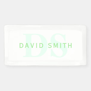 Modern Name & Monogram   Green & White Banner