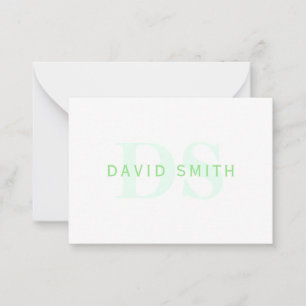 Modern Name & Monogram Green & White Card