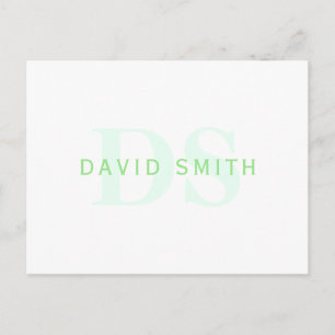Modern Name & Monogram   Green & White Invitation Postcard