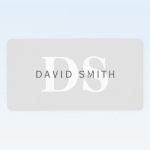 Modern Name & Monogram Green & White Label