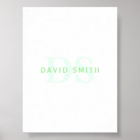 Modern Name & Monogram | Green & White