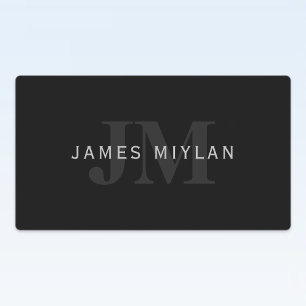 Modern Name & Monogram Grey & Black