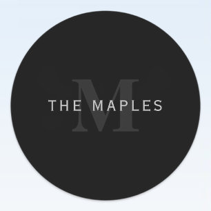 Modern Name & Monogram   Grey & Black