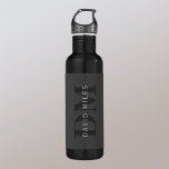 Modern Name & Monogram | Grey & Black 710 Ml Water Bottle<br><div class="desc">Custom name layered over monogram.</div>