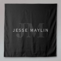 Modern Name & Monogram | Grey & Black