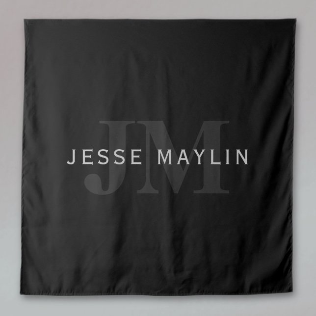 Modern Name & Monogram | Grey & Black Tapestry (Creator Uploaded)