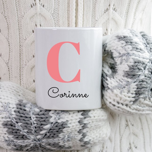 Modern Name Monogram Initial Christmas Present Mug (Creator Uploaded)
