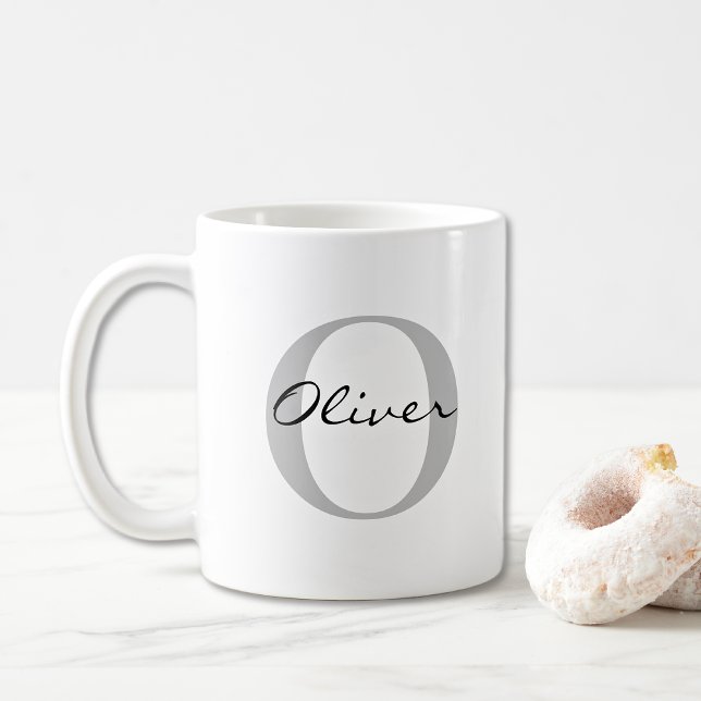 Modern Name & Monogram Initial Classic Coffee Mug (Creator Uploaded)