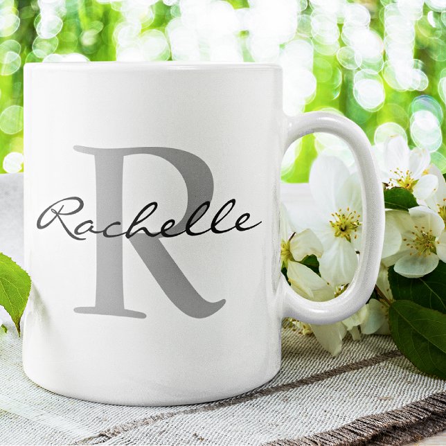 Modern Name & Monogram Initial Classic Coffee Mug (Creator Uploaded)