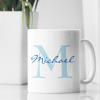 Modern Name & Monogram Initial Classic Coffee Mug