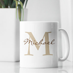 Modern Name & Monogram Initial Classic Coffee Mug