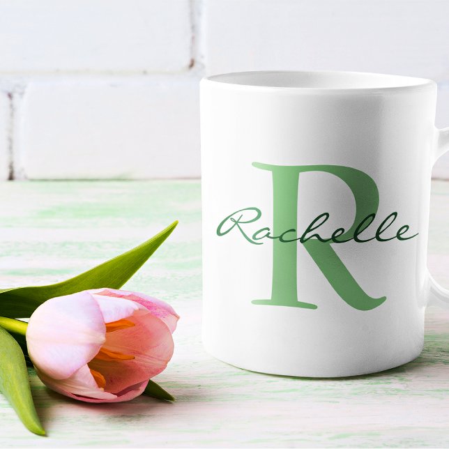 Modern Name & Monogram Initial Classic Coffee Mug (Creator Uploaded)