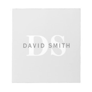 Modern Name & Monogram   Light & Dark Grey White Notepad