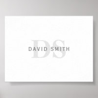 Modern Name & Monogram | White, Light & Dark Grey.