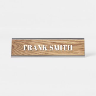 Modern Name Oak Wood Photo Desk Name Plate
