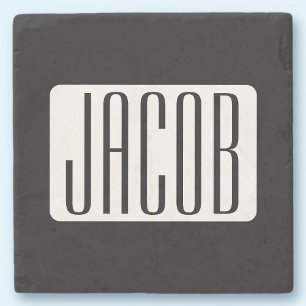 Modern Name or Editable Brand Name for Business  Stone Coaster