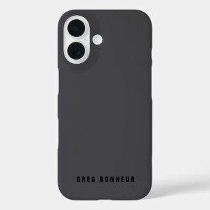 Modern Name or other Text Template   Dark Grey iPhone 16 Case