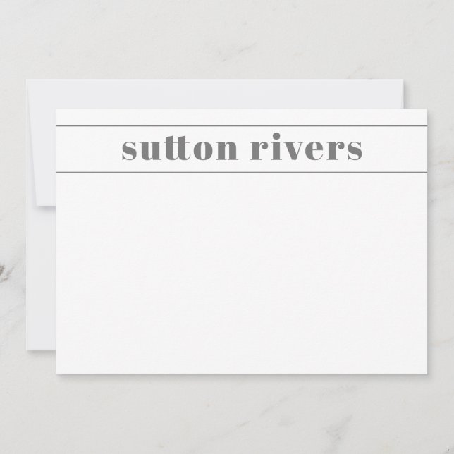 Modern name personalised stationery card (Front)