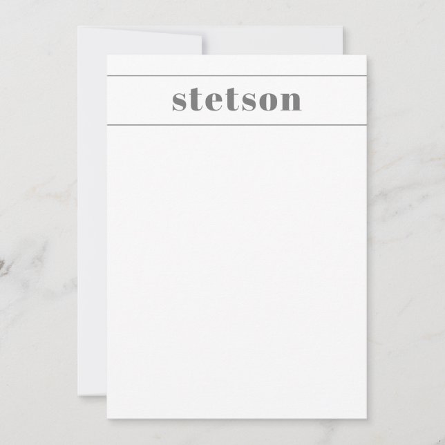 Modern name personalised stationery card (Front)
