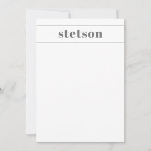 Modern name personalised stationery card