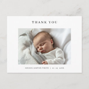 Modern Name Photo Baby Thank You Card