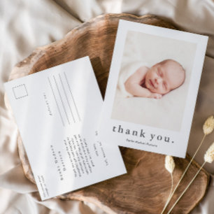 Modern Name Photo Baby Thank You Postcard