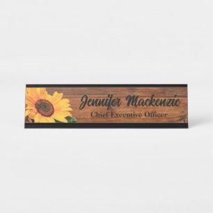 Modern Name Plate Wood Grain Rustic Desk Sign