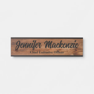 Modern Name Plate Wood Grain Rustic Door Sign