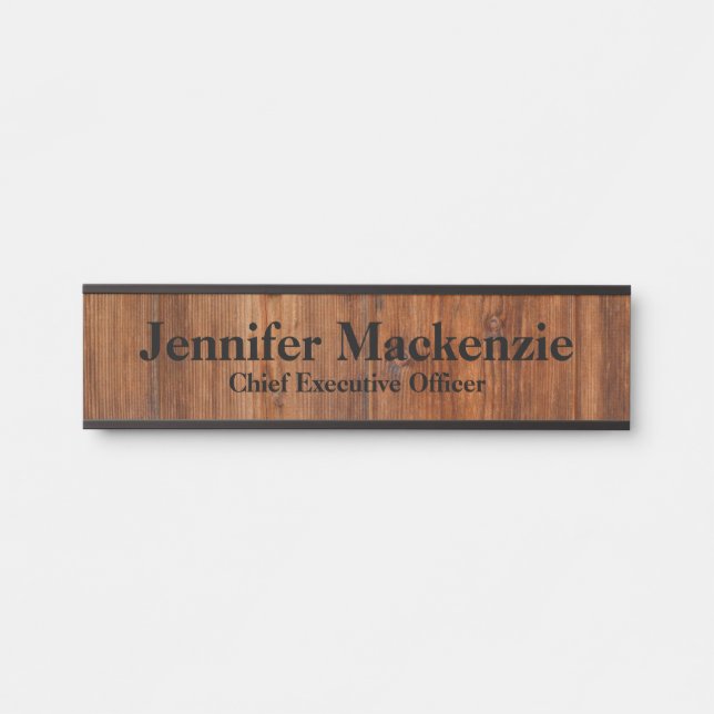 Modern Name Plate Wood Grain Rustic Door Sign (Front)
