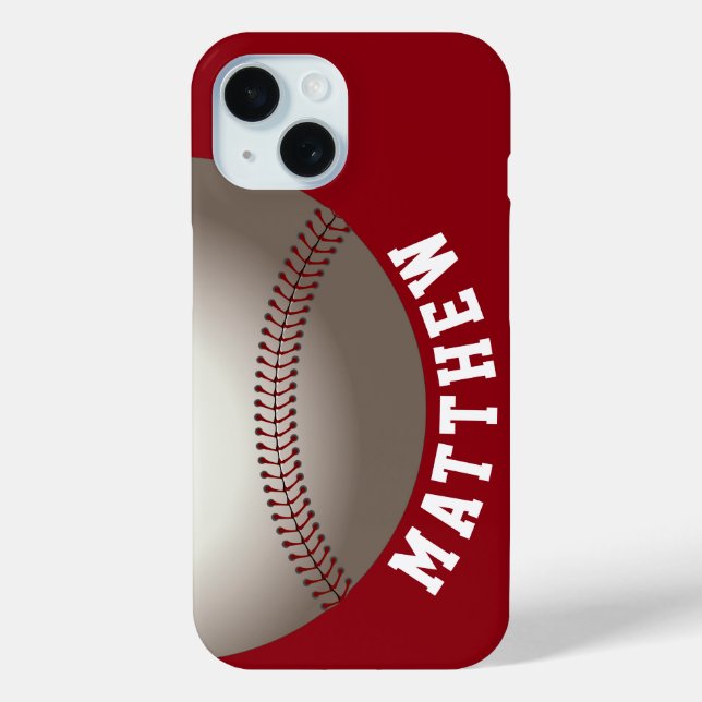 Modern Name Red Baseball Case-Mate iPhone Case (Back)