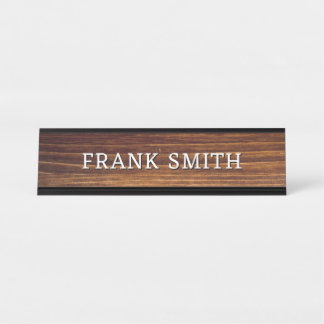Modern Name Rustic Wood Photo Desk Name Plate