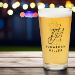 Modern Name Simple Beer Glass<br><div class="desc">Modern typography minimalist monogram name design which can be changed to personalise.</div>