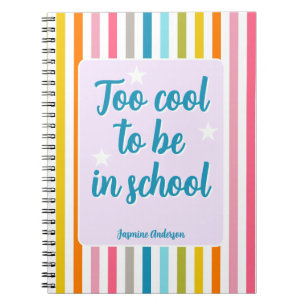 Modern name stripes funny quote colourful notebook
