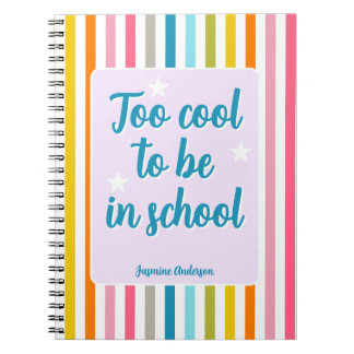 Modern name stripes funny quote colourful  notebook