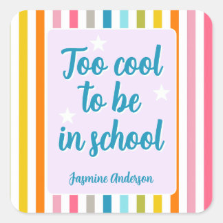 Modern name stripes funny quote colourful  square sticker