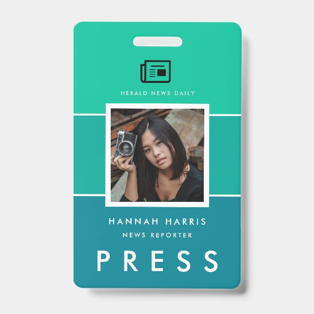 Modern name tag and photo press ID badge (Front)