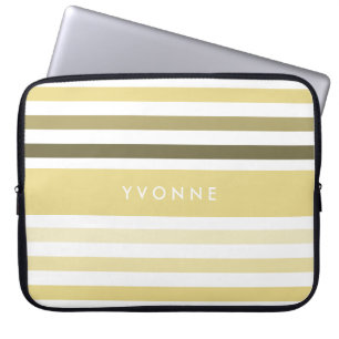 Modern Name With Ombre Stripes in Pastel Yellow Laptop Sleeve