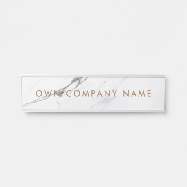 Modern Nameplate for home office White Marble gold (Front)
