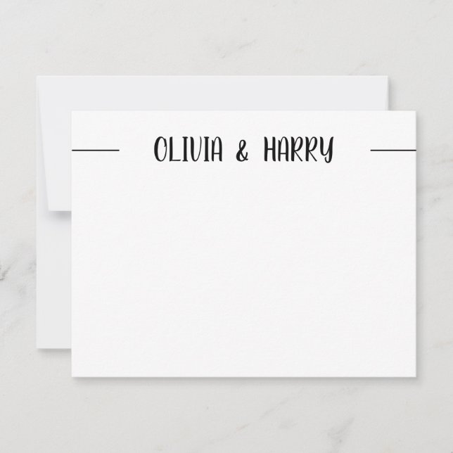 Modern Names Black White Note Card (Front)