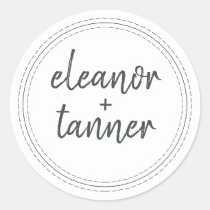 Modern Names Black White Wedding Envelope Seal