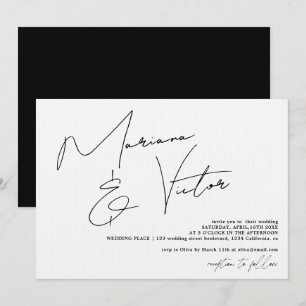 Modern names script calligraphy chic wedding invitation