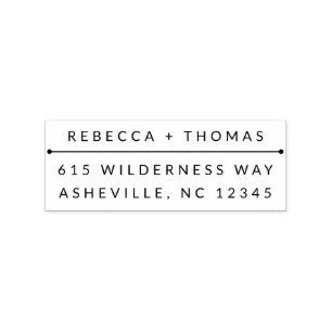 Modern Names Wedding Couples Return Address  Rubber Stamp