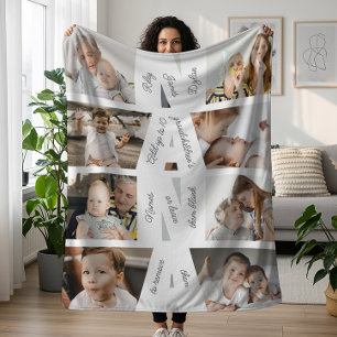 Modern Nana Photo Collage & Grandkids' Names Fleece Blanket